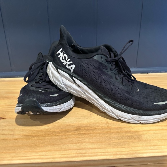 Black and White Mens Hoka Sneakers - Picture 1 of 8